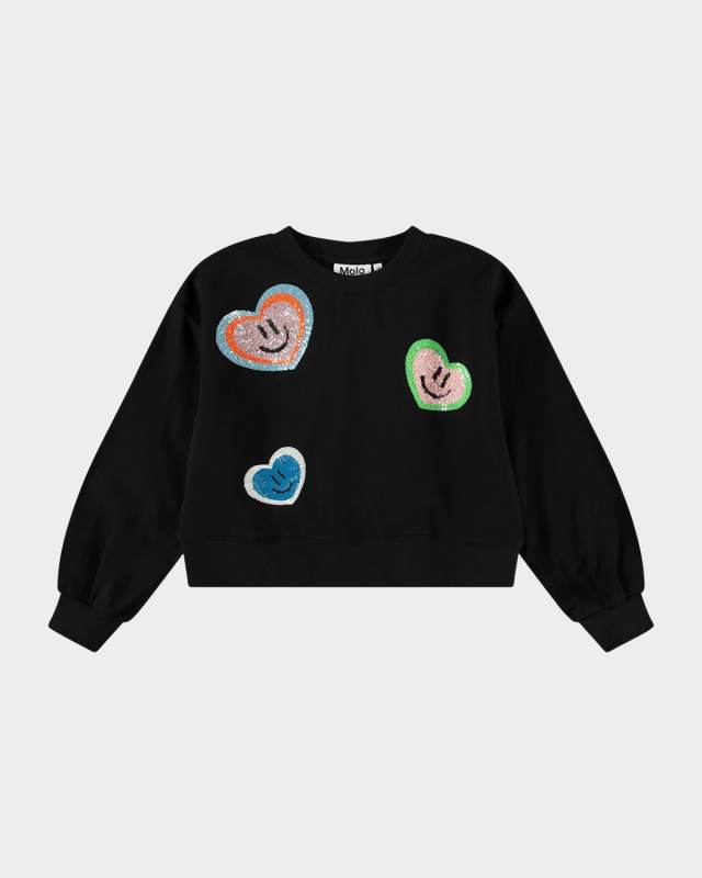 Girl's Miki Sequin-Embroidered Sweatshirt, Size 4-7